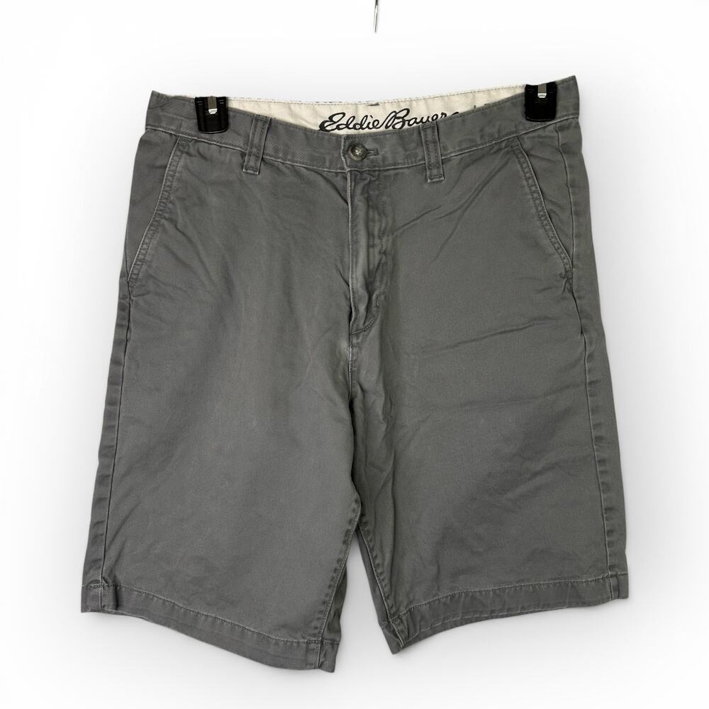 Eddie Bauer Mens Gray Legend Wash Shorts Size 33 Flat Front Casual Utility